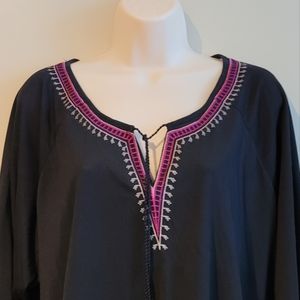 Karen Brooks Boho plus size 3X tunic shirt Top